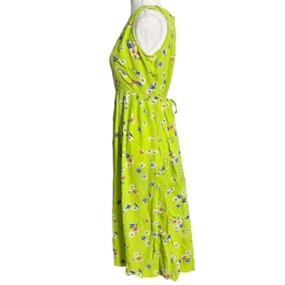 Mix Nouveau (New York) Vintage lime‎ green floral sleeveless midi dress - Picture 3 of 13